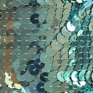 Sequin Trim Aqua Blue Metallic 8mm flat strung by the yard. Made in USA.