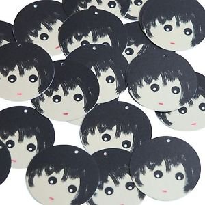 30mm Sequins Doll Face Cute Dolly Head Black Hair Opaque