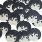 30mm Sequins Doll Face Cute Dolly Head Black Hair Opaque