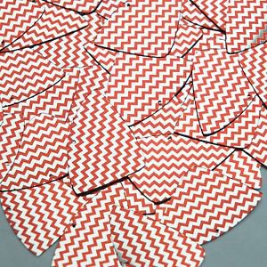 Fishscale Fin Sequin 1.5" Red Silver Chevron Zig Zag Pattern Metallic