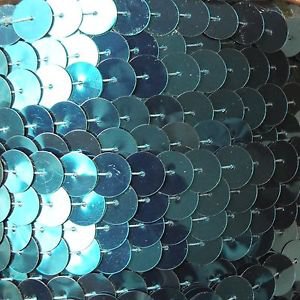 Deep Turquoise Metallic Sequin Trim 10mm flat strung by the yard. Made in USA.