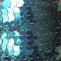 Deep Turquoise Metallic Sequin Trim 10mm flat strung by the yard. Made in USA.