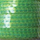 Lime Green Fluorescent See-Thru Sequin Trim 10mm flat strung. Made in USA.