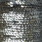 Silver Shiny Metallic 5mm cup Sequin Trim, Flat Stitched Strung by the yard 15'