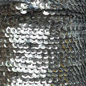 Silver Shiny Metallic 5mm cup Sequin Trim, Flat Stitched Strung by the yard 15'