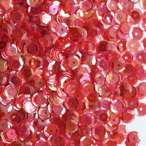 6mm Cup SEQUIN FACET Loose PAILLETTES ~ CORAL PINK CRYSTAL Rainbow Iris ~ USA