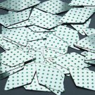Long Diamond Sequin 1.75" Green Polka Dot on Silver Metallic