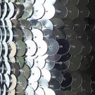 Silver Metallic Large Sequin Trim 10mm flat strung by the yard. Made in USA.