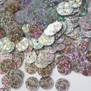 10mm Flat SEQUIN PAILLETTES ~ SILVER Laser MULTI  HOLOGRAM ~ Made in USA.