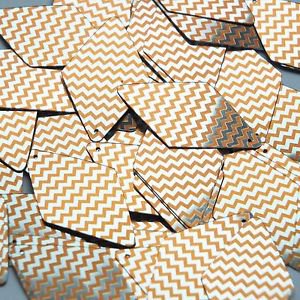 Long Diamond Sequin 1.75" Orange Silver Chevron Zig Zag Pattern Metallic