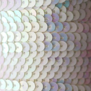 SEQUIN STRING TRIM~  White AURORA PEARL ~ 6mm FLAT strung by yard  Made in USA