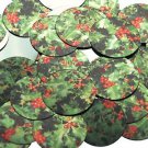 30mm Sequins Holly Leaves and Berries Green Leaf Red Berry Metallic