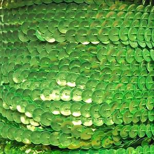 Lime Green Fluorescent 5mm cup Sequin Trim Flat Stitched Strung by the yard 15'