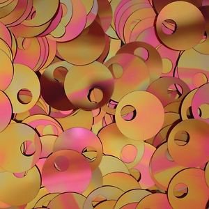 Large Hole SEQUIN PAILLETTE ~ Red Rose Gold Iris Rainbow ~ 20mm ~ Made in USA