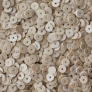 5mm Flat SEQUIN PAILLETTES ~ Opaque BEIGE TAN Shiny ~ Round Disc ~ Made in USA.