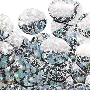 Silver Star Dust Reflective Metallic Sequins Round 1.5" Large Couture Paillettes