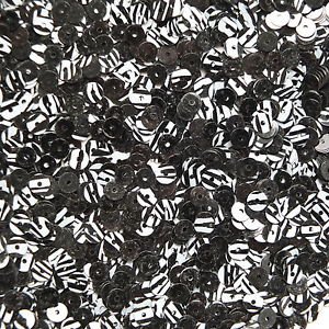 5mm Flat Sequin ~ Gray Black Tiger Stripe Black Back ~ Loose Paillette Made in U