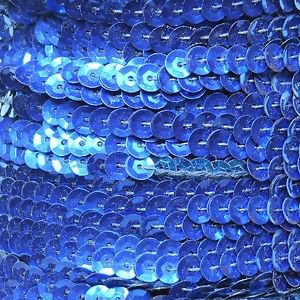 Royal Blue Metallic 5mm cup Sequin Trim Flat Stitched Strung by the yard 15'