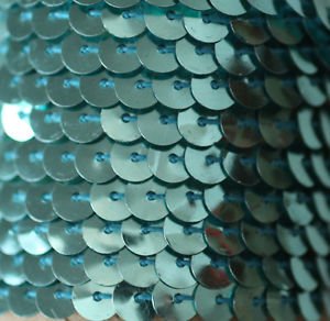 SEQUIN STRING TRIM~ AQUA BLUE METALLIC~ 6mm FLAT strung by the yard  Made in USA
