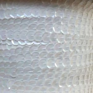 Sequin Trim White Iris Rainbow  8mm Cup Facet strung by the yard. Made in USA.