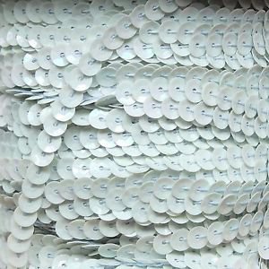 Antique Sea Foam Iris 5mm cup Sequin Trim, Flat Stitched Strung by the yard 15'