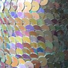 Silver Iris Rainbow Large Sequin Trim 10mm flat strung by the yard. Made in USA.