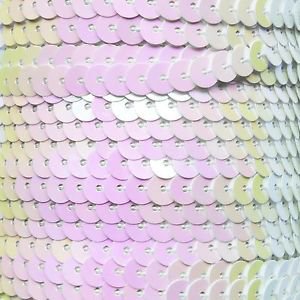 White Iris Pink Hue Sequin Trim 6mm 1/4" wide stitched, strung by the yard 15'