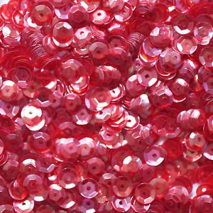 6mm Cup SEQUIN FACET Loose PAILLETTES ~ RUBY RED CRYSTAL Rainbow Iris ~ USA