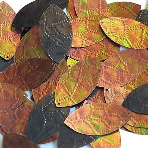 Bronze Gold Iris Brown Navette Leaf Sequin 1.5" Tooled Leather Effect Paillettes