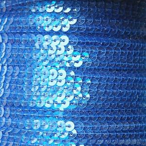 Sequin Stitched Trim 4mm ~ Turquoise Blue Transparent See-Thru ~ Made in USA