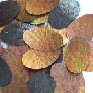 Sequin Bronze Gold Iris Brown Oval 2inch Tooled Leather Effect Couture Paillette