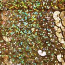 Sequin Trim Gold Ultra Hologram 8mm flat strung by the yard. Made in USA.