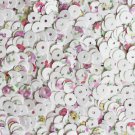 5mm Flat Round Loose SEQUINS ~ Spring Flowers Petite Fleur Floral Print on White