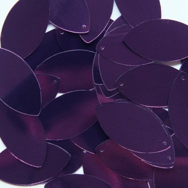 Deep Purple Metallic Shiny Navette Leaf 1.5" Couture Sequin Paillettes