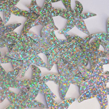 Starfish Sequin 1.5" Silver Hologram Glitter Sparkle Metallic Couture Paillettes