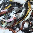 6mm Sequin Trim Sampler Pack. 10 (12") pieces. Colors: White Black Gold Silver