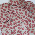 Round Sequin 1.5" Red Lips Kiss Lipstick Print Silver Metallic Paillettes
