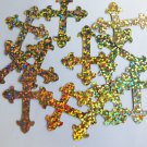 Sequin Fleurie Cross 1.5" Gold Hologram Glitter Sparkle Metallic. Made in USA