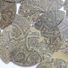 Sequin Navette Leaf 1.5" Mehndi Print Pattern Black Gold Metallic