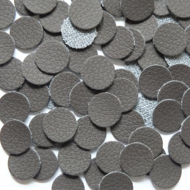 15mm Vinyl Disc Dark Brown Leather No Hole Round Circle