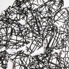 Sequin Long Diamond 1.75" Black White Crazy Scribble Pattern Opaque