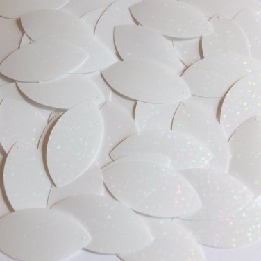 Navette Leaf Sequin 1.5" White Crystal Hologram Glitter Sparkle Paillettes