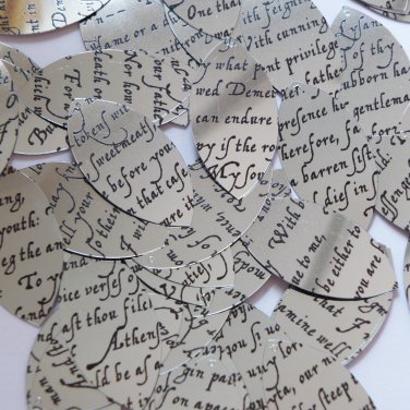 Sequin Navette Leaf 1.5" Black Silver Midsummer Night's Dream Shakespeare Script