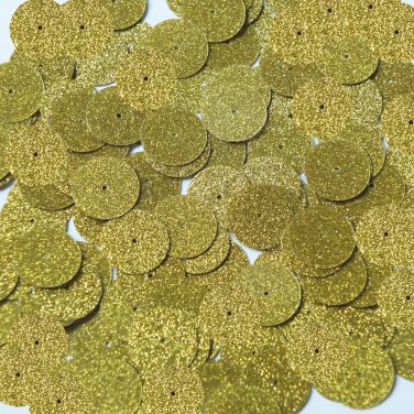 Round Sequin 15mm Yellow Metallic Sparkle Glitter Texture Couture Paillettes