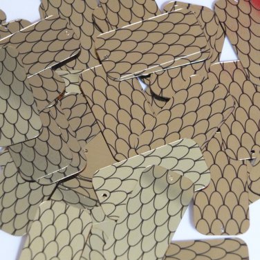 Rectangle Sequin 1.5" Black Gold Fish Scale Effect Print Metallic Paillettes