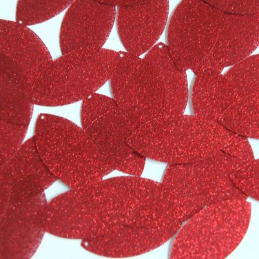 Navette Leaf Sequin 1.5" Red Metallic Sparkle Glitter Texture Couture Paillettes