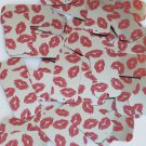 Rectangle Sequin 1.5" Red Lips Kiss Lipstick Print Silver Metallic Paillettes