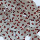 Teardrop Sequin 1.5" Ladybug Ladybird Print on Silver Metallic Paillettes