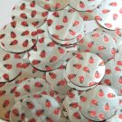 Round Sequin 30mm Ladybug Ladybird Print on Silver Metallic Couture Paillettes