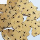 Navette Leaf Sequin 1.5" Black Spiders Print on Gold Metallic Couture Paillettes